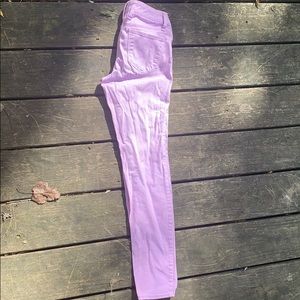 Lilac low rise skinnies.